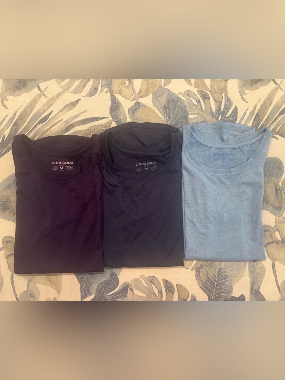 Life is Good women’s Crew Neck T-Shirt - Blue, Navy, Dark Purple (3-Pack)